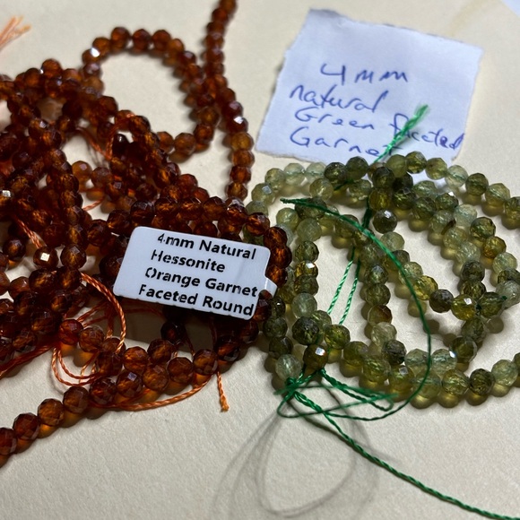 Hand crafted necklace genuine orange and green garnet focal green stone 18 in - Picture 6 of 6